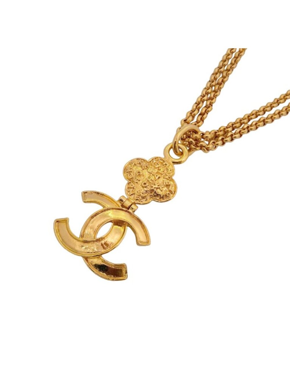 Chanel Necklace Vintage CC Logo Gold Plated